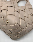 Aqua Cream Faux Leather Tote Bag