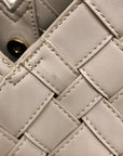 Aqua Cream Faux Leather Tote Bag