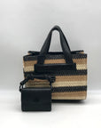 Steve Madden Beige Raffia Bflores Mini Tote With Wallet