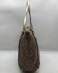 Coach Khaki and Gold Coated Canvas Peyton Pocket Large Tote Bag