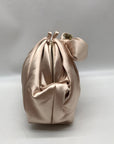 Badgley Mischka Champagne Posey Satin Bow Convertible Clutch Bag