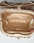 Badgley Mischka Champagne Posey Satin Bow Convertible Clutch Bag