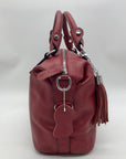 Heshe Red Leather Satchel Bag