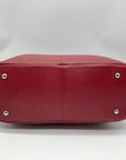Heshe Red Leather Satchel Bag
