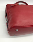 Heshe Red Leather Satchel Bag