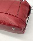 Heshe Red Leather Satchel Bag
