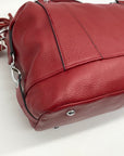 Heshe Red Leather Satchel Bag