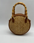 Talbots Tan And Brown Woven Rattan Handbag