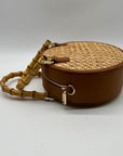 Talbots Tan And Brown Woven Rattan Handbag
