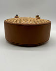 Talbots Tan And Brown Woven Rattan Handbag