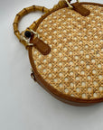 Talbots Tan And Brown Woven Rattan Handbag