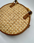 Talbots Tan And Brown Woven Rattan Handbag