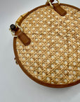 Talbots Tan And Brown Woven Rattan Handbag