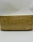 Brahmin Beige Crock-Embossed Leather Shoulder Bag