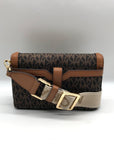 Michael Kors Brown/Acorn Nylon And Leather Logo Jet Set Crossbody Bag