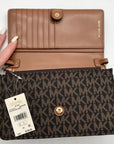 Michael Kors Brown/Acorn Nylon And Leather Logo Jet Set Crossbody Bag