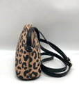 Kate Spade Tan & Black Leather Kali Leopard Print Dome Crossbody