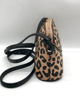 Kate Spade Tan & Black Leather Kali Leopard Print Dome Crossbody