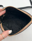 Kate Spade Tan & Black Leather Kali Leopard Print Dome Crossbody
