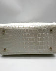 Brahmin White Croc Embossed Leather Caroline Convertible Satchel