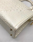 Brahmin White Croc Embossed Leather Caroline Convertible Satchel