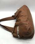 B. Makowsky Brown Pebbled Leather Slouchy Shoulder Bag