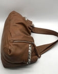 B. Makowsky Brown Pebbled Leather Slouchy Shoulder Bag