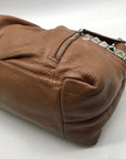 B. Makowsky Brown Pebbled Leather Slouchy Shoulder Bag