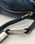 B. Makowsky Blue Leather Double Zipper Shoulder Bag
