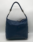 B. Makowsky Blue Leather Double Zipper Shoulder Bag