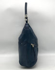 B. Makowsky Blue Leather Double Zipper Shoulder Bag