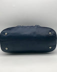 B. Makowsky Blue Leather Double Zipper Shoulder Bag