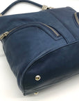 B. Makowsky Blue Leather Double Zipper Shoulder Bag