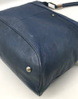 B. Makowsky Blue Leather Double Zipper Shoulder Bag
