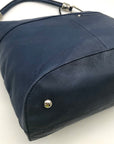 B. Makowsky Blue Leather Double Zipper Shoulder Bag