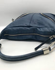 B. Makowsky Blue Leather Double Zipper Shoulder Bag