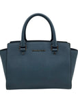 Michael Kors Blue Saffiano Leather Selma Satchel