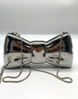 Aqua Metallic Bow Crossbody Bag