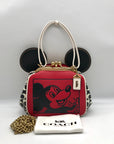 Coach Red Leather Disney Mickey Mouse X Keith Haring Shoulder Bag