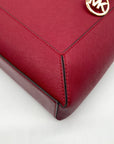 Michael Kors Red Saffiano Leather Medium Sallie Satchel Bag