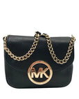 Michael Kors Black Pebbled Leather Fulton Crossbody Bag