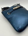 Coach Blue Pebbled Leather Swagger Crossbody Bag