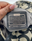 Coach Black and Grey Canvas Op Art Hobo Bag 13427