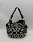 Coach Black and Grey Canvas Op Art Hobo Bag 13427