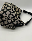 Coach Black and Grey Canvas Op Art Hobo Bag 13427