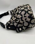 Coach Black and Grey Canvas Op Art Hobo Bag 13427