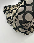 Coach Black and Grey Canvas Op Art Hobo Bag 13427