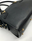 Dooney & Bourke Black Leather P212 Buckle Convertible Satchel Bag