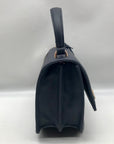 Anne Klein Women's Blue Leather Belted Flap Saddle with Convertible Strap