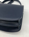 Anne Klein Women's Blue Leather Belted Flap Saddle with Convertible Strap